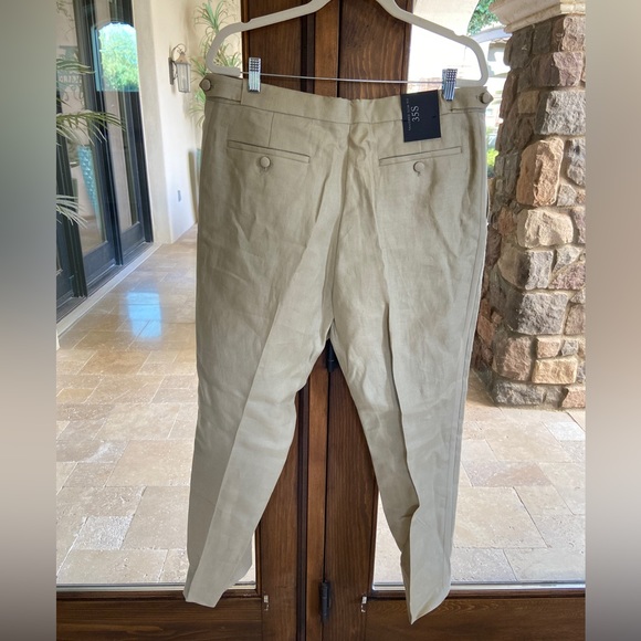 Banana Republic Irish Linen Tuxedo pants taupe 35S Bnwt - Picture 9 of 12